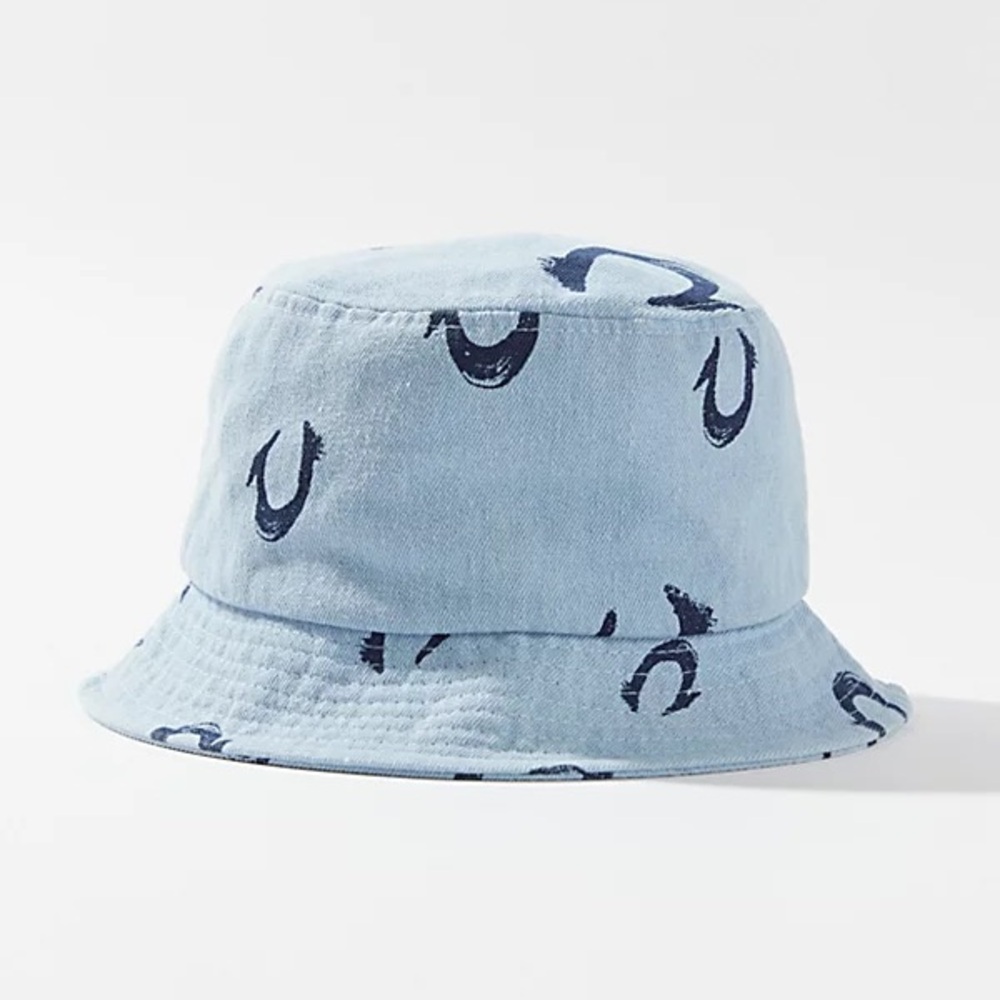 True religion Blue Bucket Hat with Dark blue Pattern